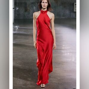 Zara Summer 2025 Red halter Maxi Dress influencer fave!